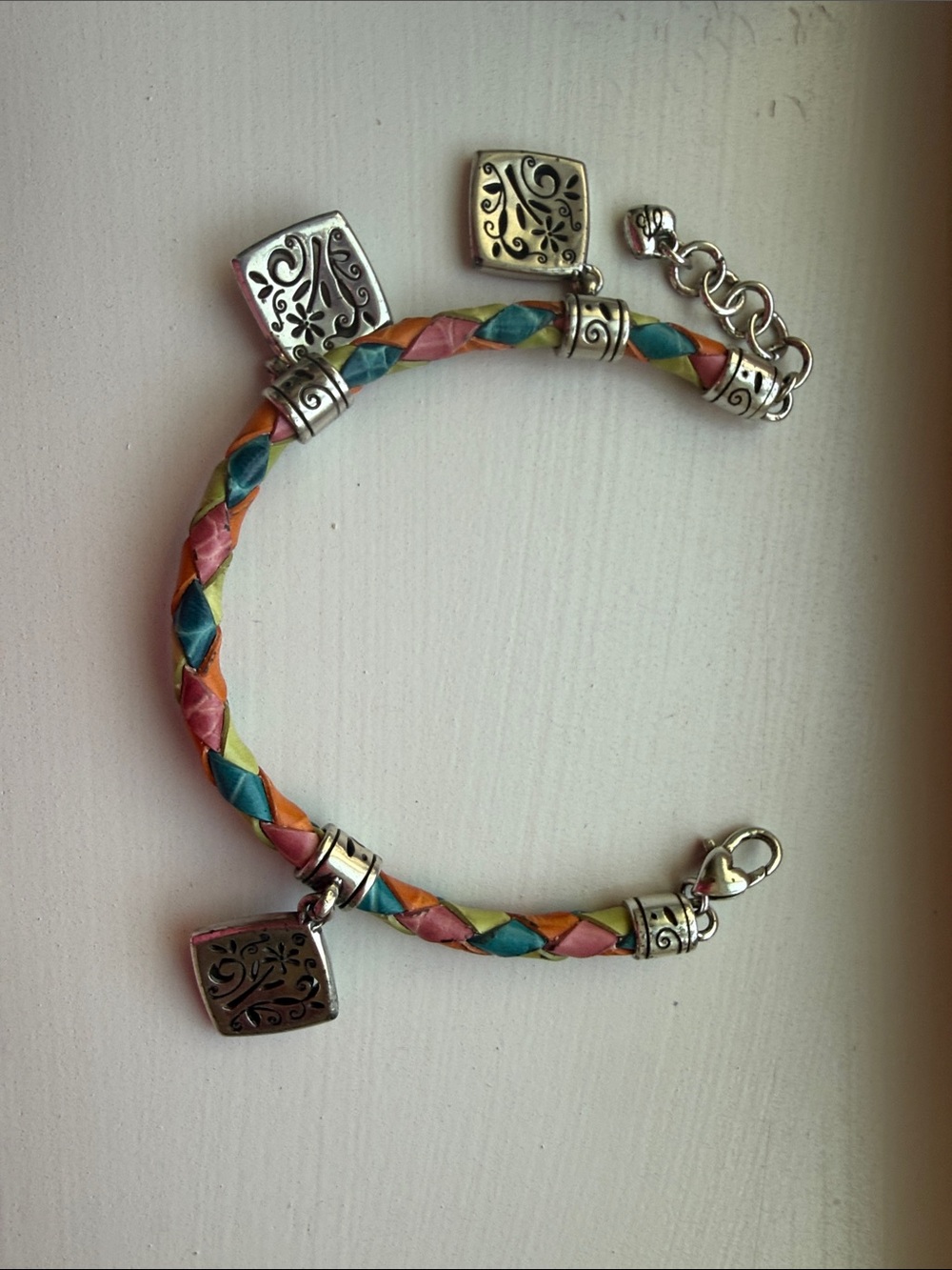 Brighton Multicolor Braided Leather Charm Bracelet - Women Jewelry